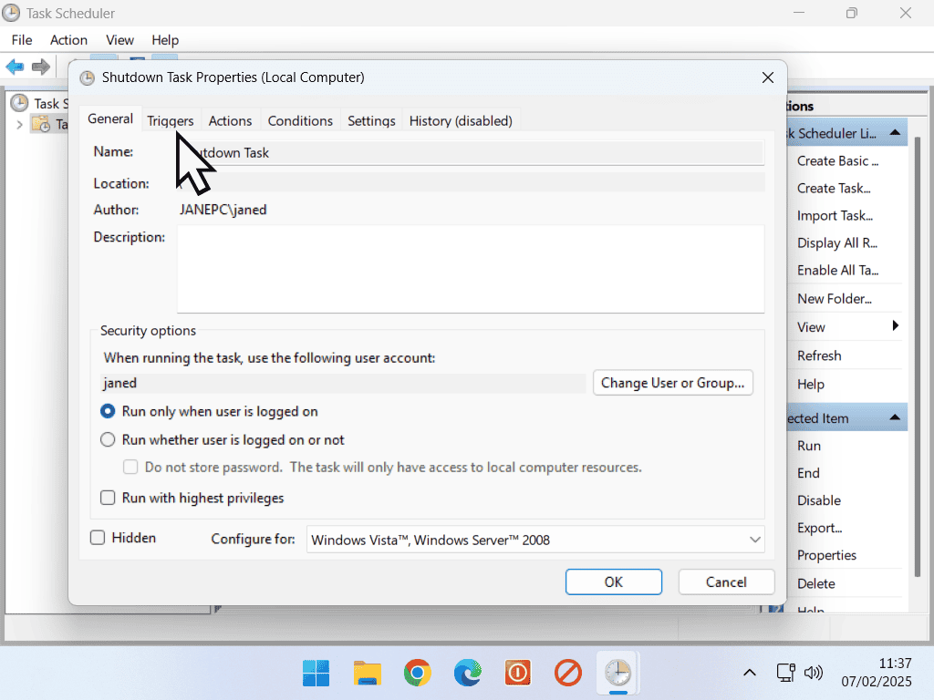 Triggers tab is indicated.