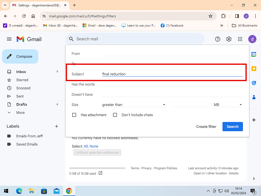 Set up a filter in Gmail to block email.