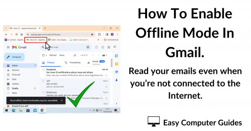 How to enable offline mode in Gmail.