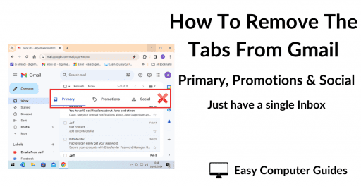 How to remove the Primary, Promotions and Social tabs in Gmail.