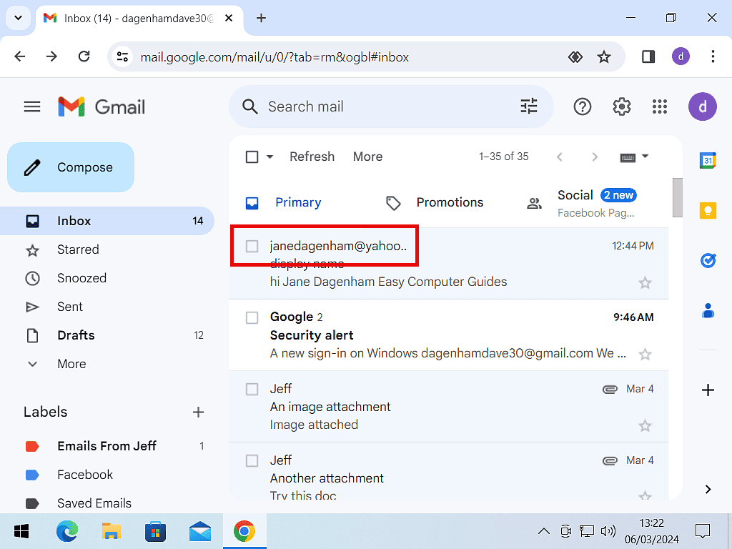 Yahoo email address used for the display name.