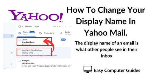 Change the display name in outgoing Yahoo Mail emails.