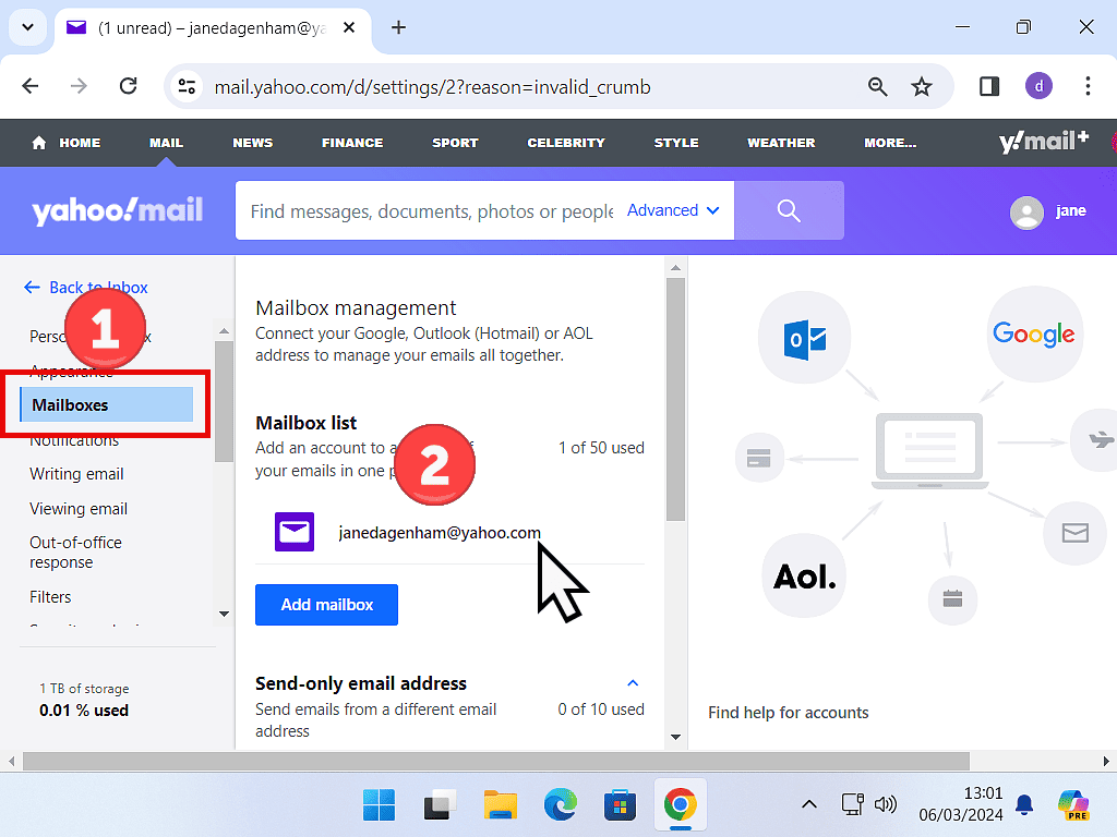 Changing Yahoo email name.