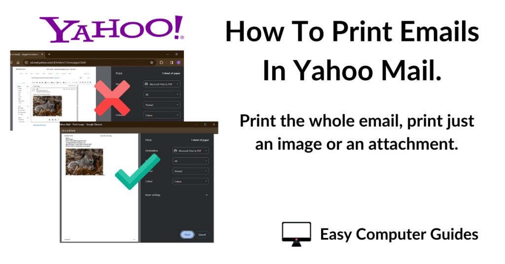 How to print emails in Yahoo Mail.