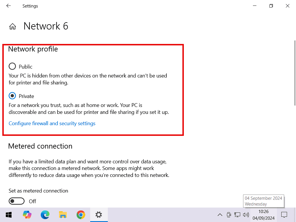 Changing the network status to Private in Windows 1