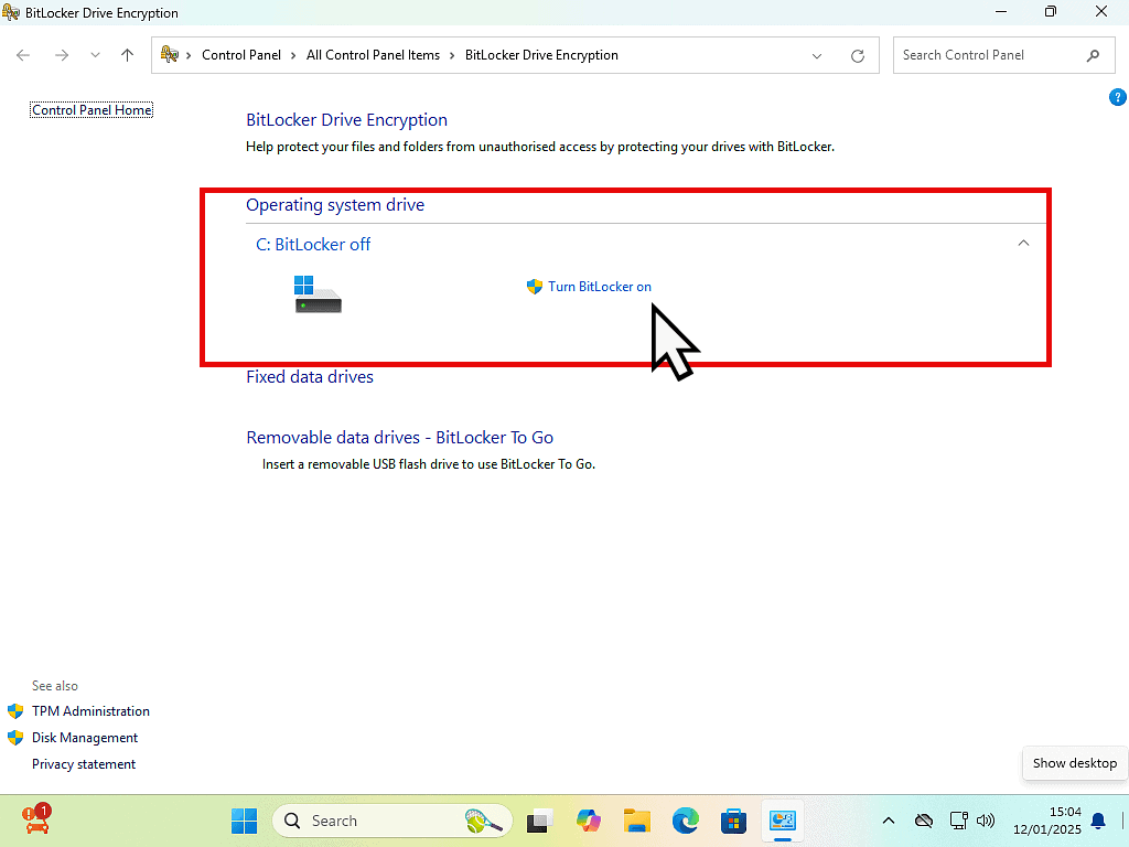 Enable BitLocker