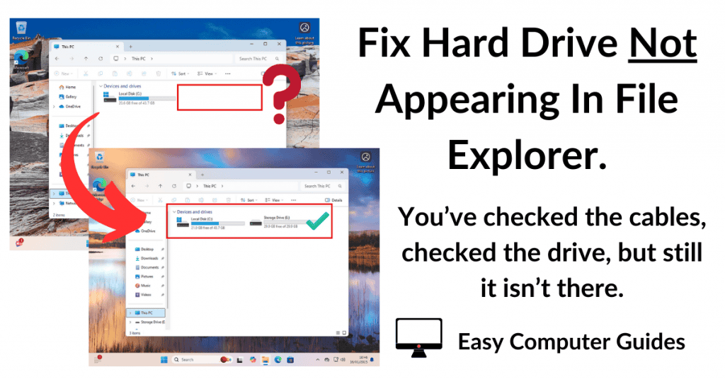 Fix Hard Drive Not Appearing In File Explorer