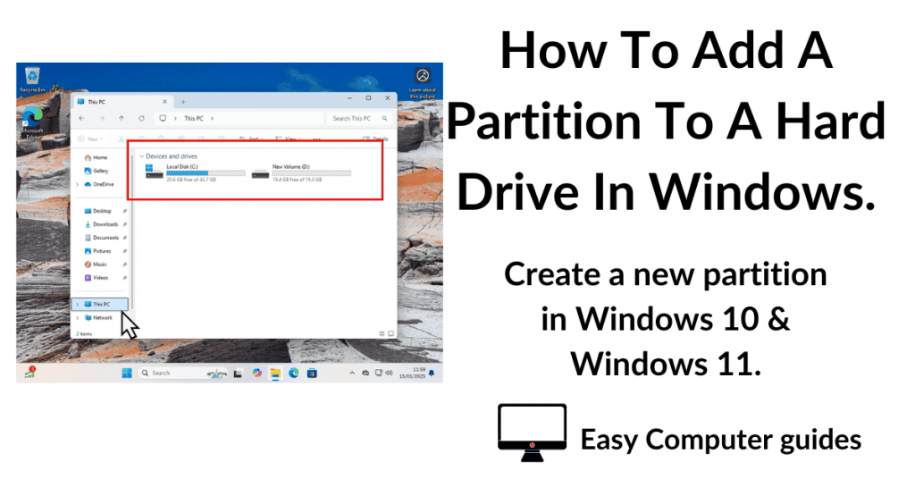 How to add a partition to a hard drive in Windows