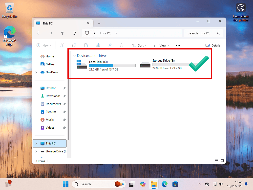 Hard drive shown in Windows File Explorer.