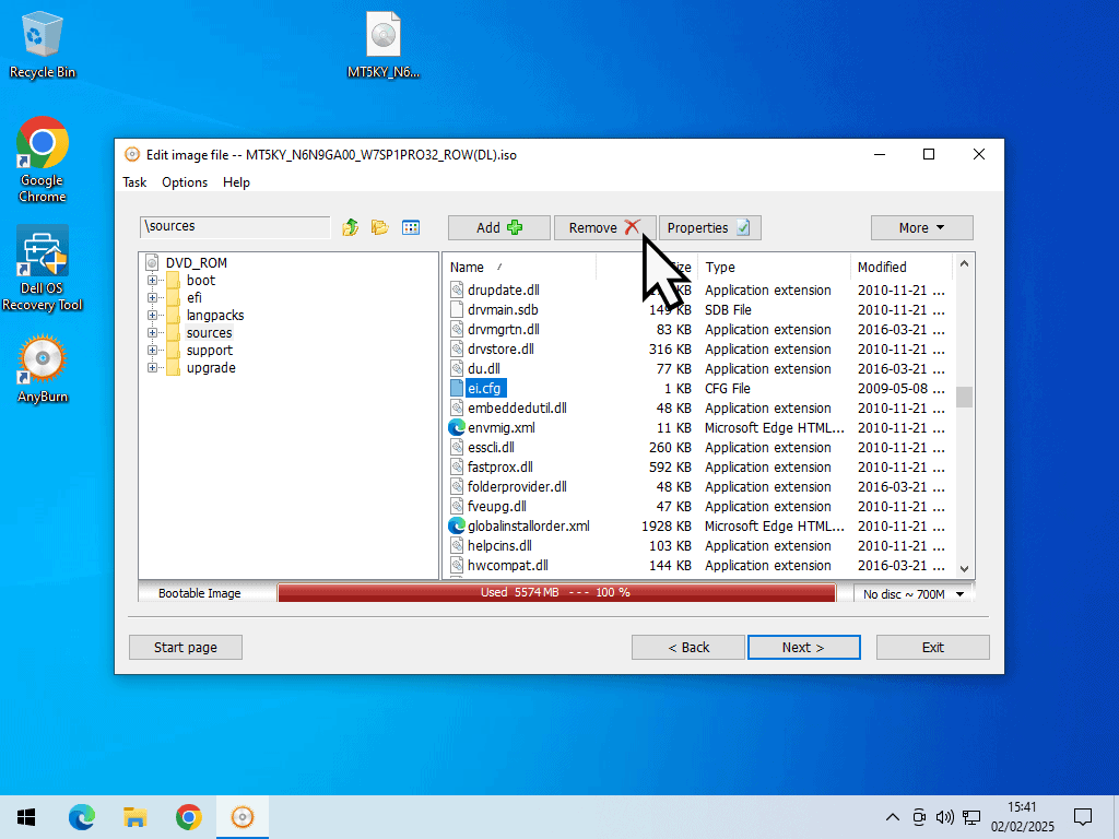Deleting ei.cfg file.