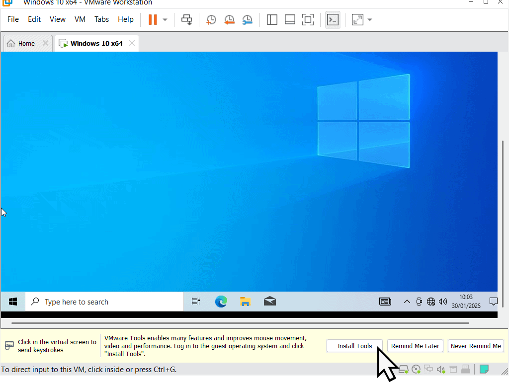 Install VMware Tools button.