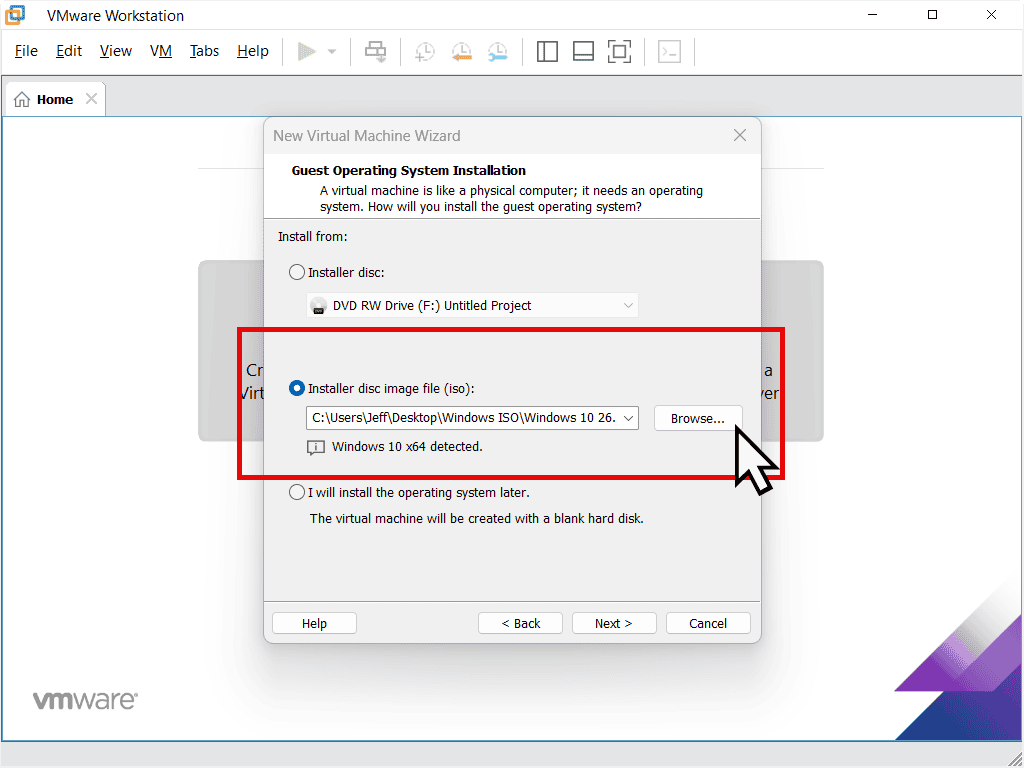 Windows 10 ISO file loaded in Installer disc image window.