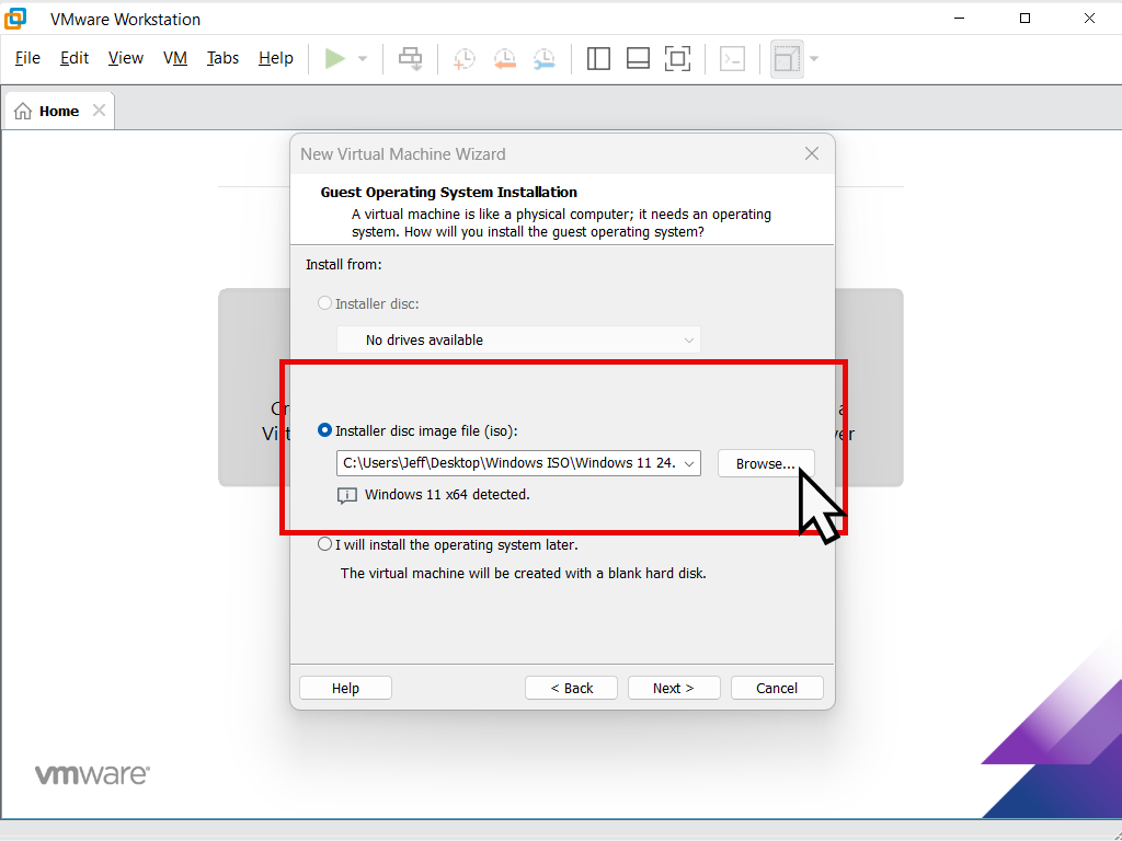 Windows 11 x64 detected in Workstation Pro