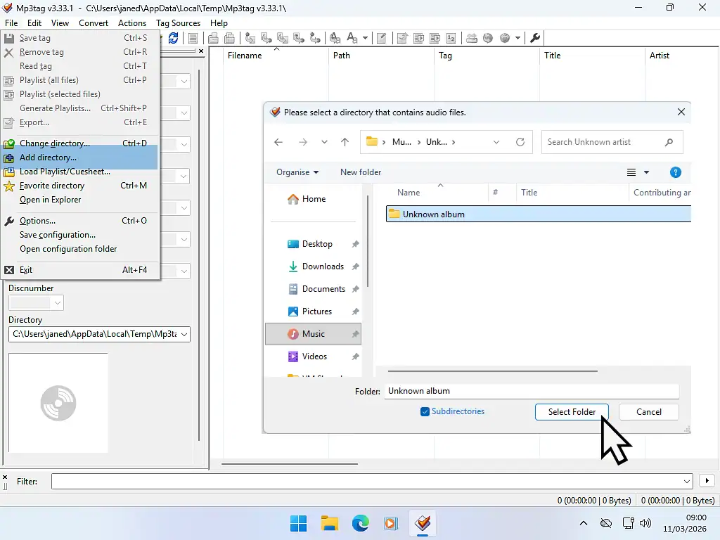 Adding album cover art with Mp3tag3