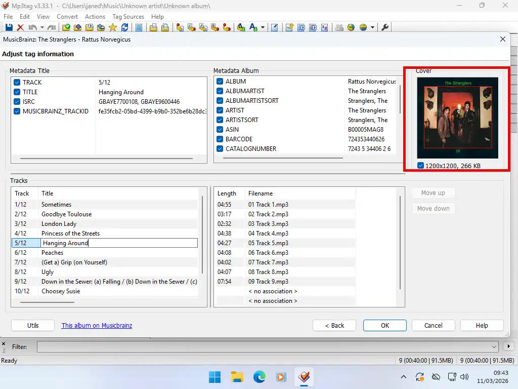 Album cover art found and other data found.