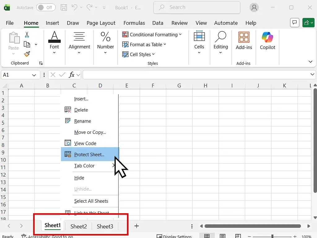 Protecting a Sheet in Excel.