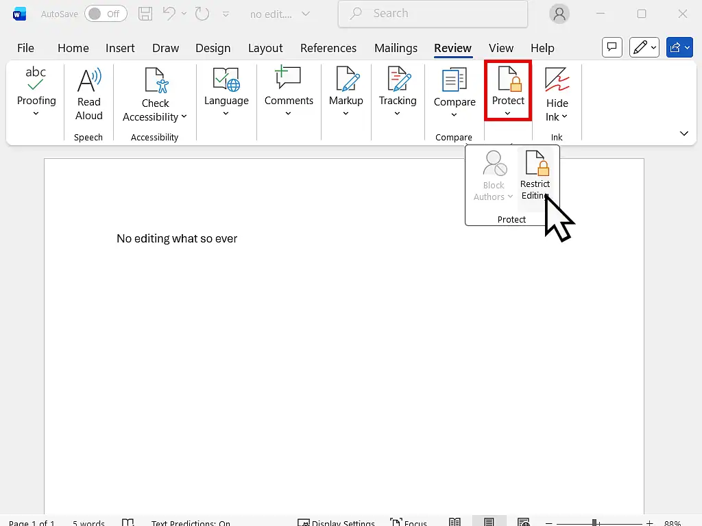 Password will be needed to edit Word document.